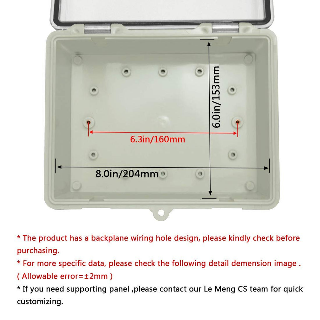 Gray ABS Plastic IP65 Junction Box with Clear Cover 8.7 x 6.7 x 4.3inch S17634