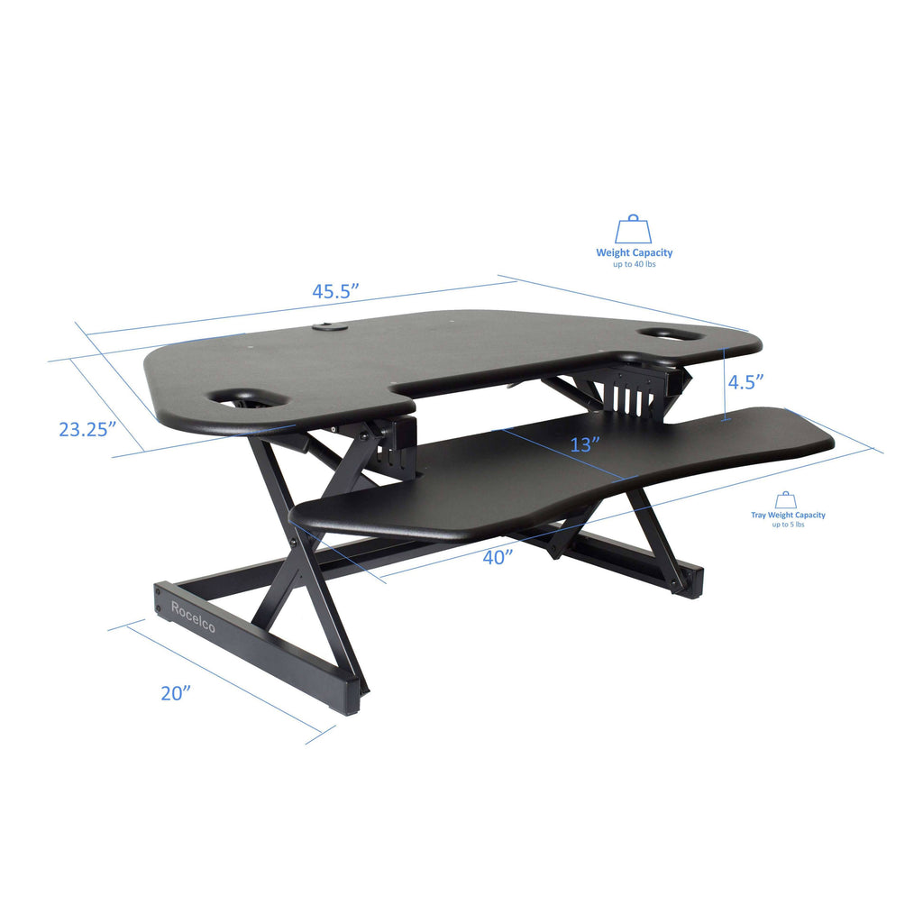 46x22 Height Adjustable Corner Standing Desk Converter with Anti Fatigue Mat N142785