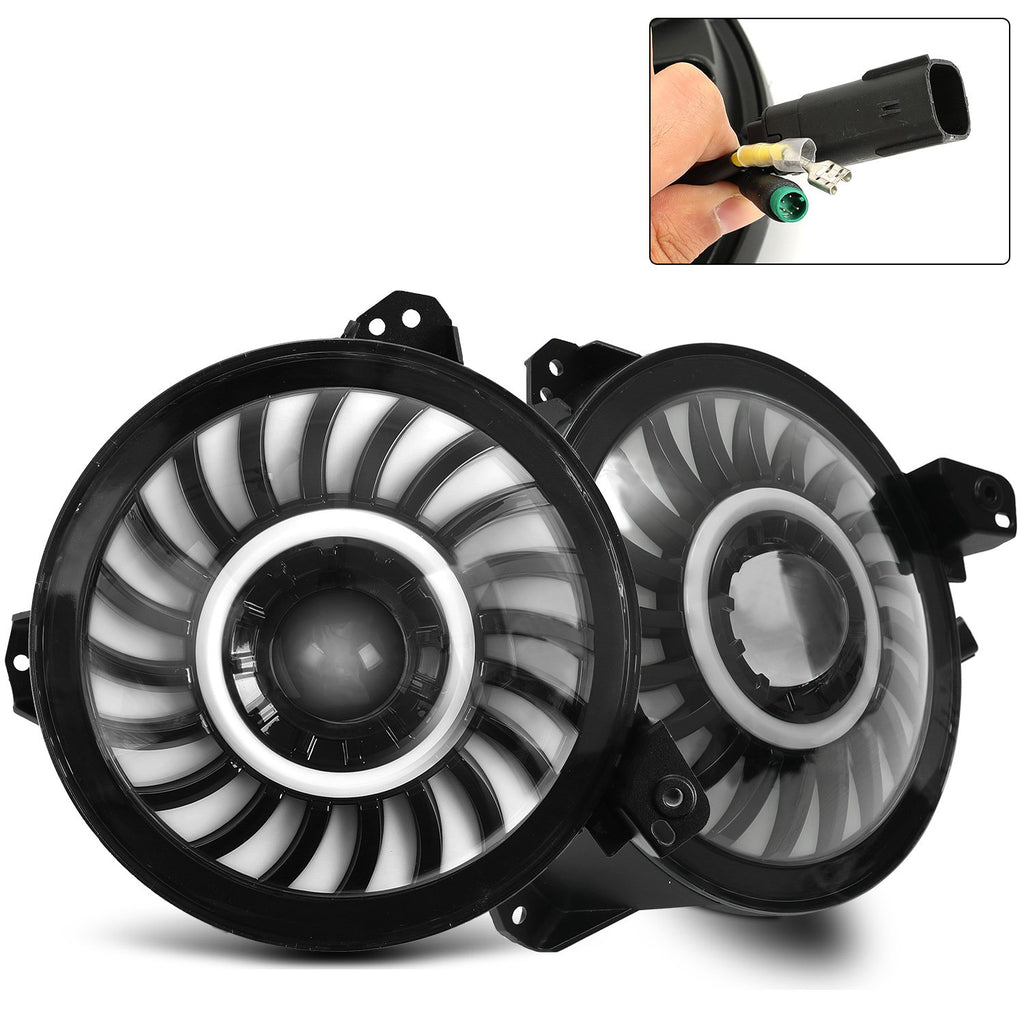RGBW Series 9" 3D LED Lens Halo Headlights with 4" Fog Lights Combos P453887