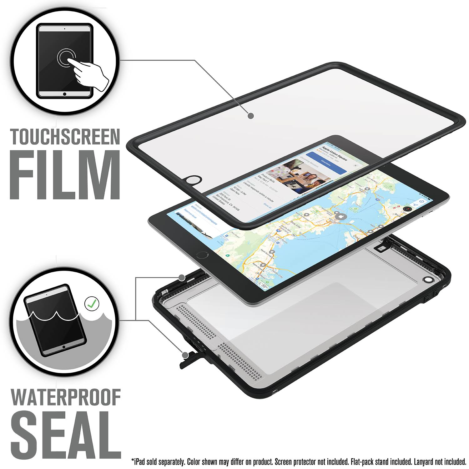 Black Waterproof Case for iPad 10.2in 7th Gen E95714