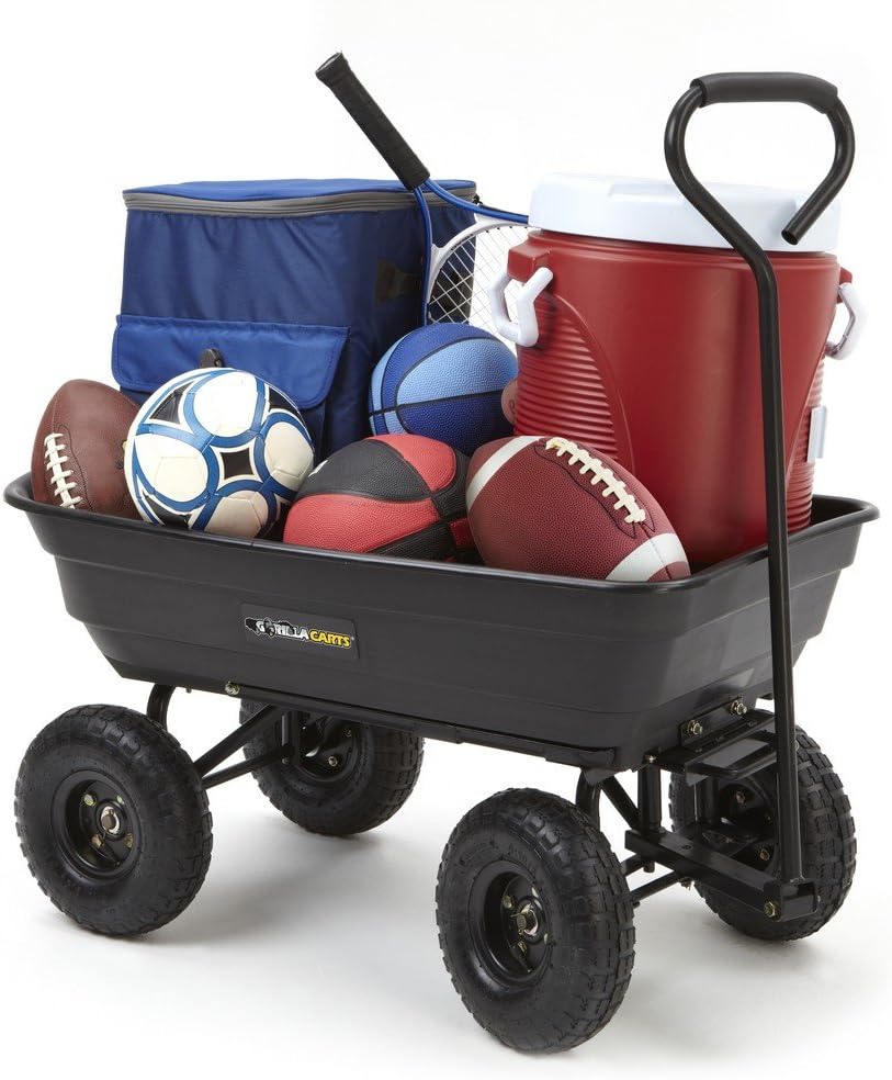 Poly Garden Dump Cart with Steel Frame and 10-Inch Pneumatic Tires U23273