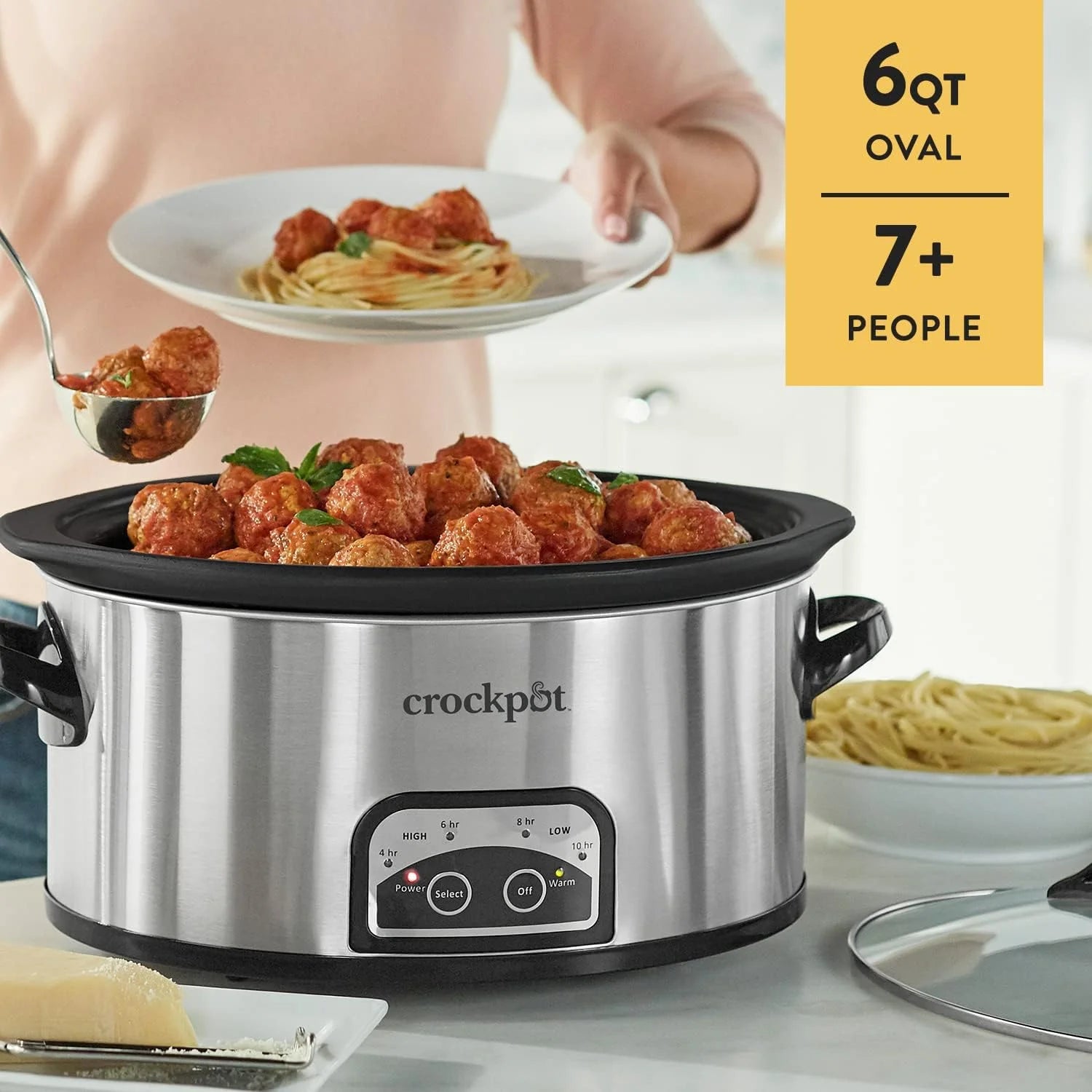 6 Quart Programmable Slow Cooker with Timer, Stainless Steel A4133