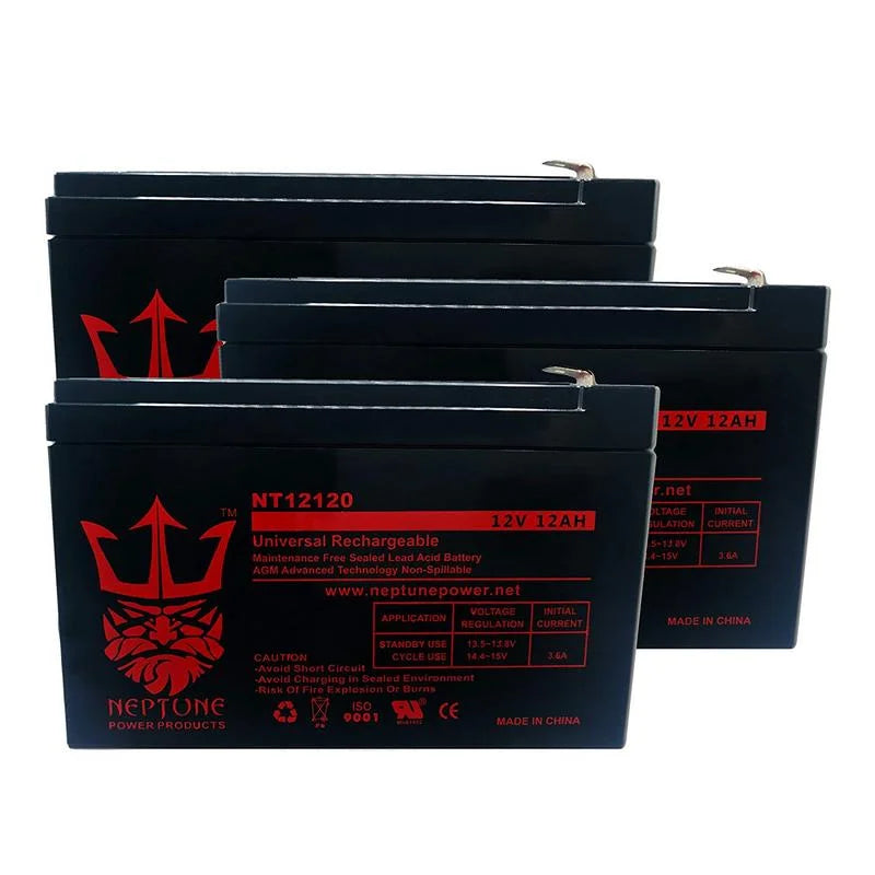 3 Pack 12V 12Ah Replacement Electric Scooter Battery S79788