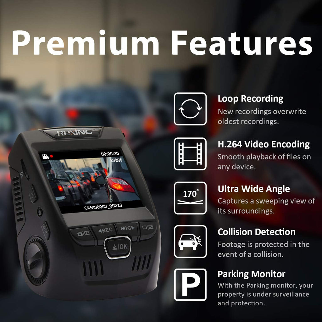 2.4" LCD Screen 170° Wide Angle Dash Cam, Pack of 2 Z47898