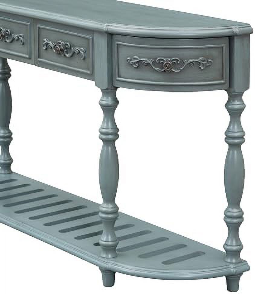 Espresso Curved Console Table with 2 Top Drawers and Solid Wooden Frame A9284