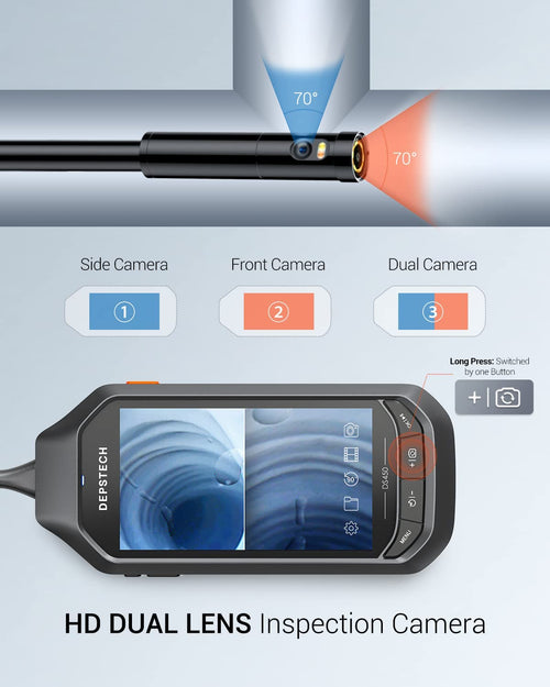 1080P HD Dual Lens Borescope with 16.5FT Semi-Rigid Cable K623