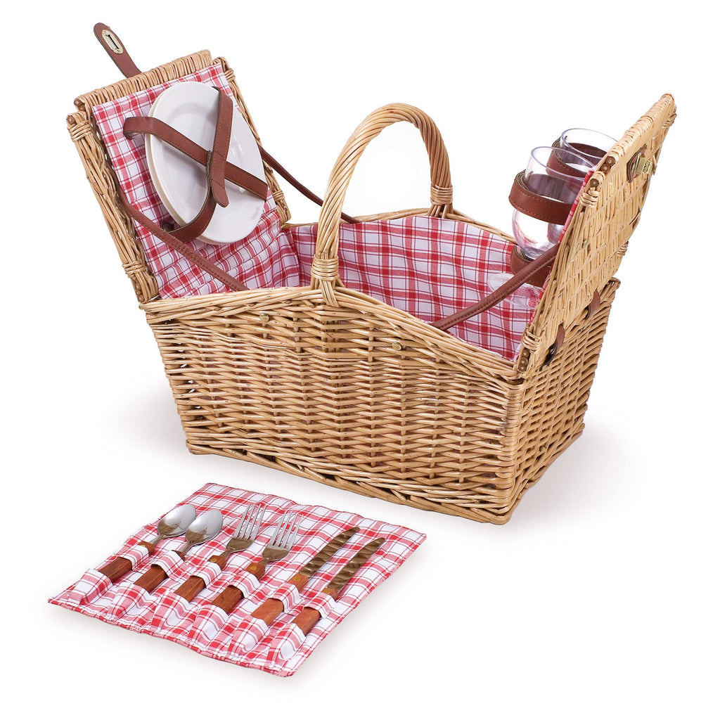 Red/White Plaid Willow Basket K403907