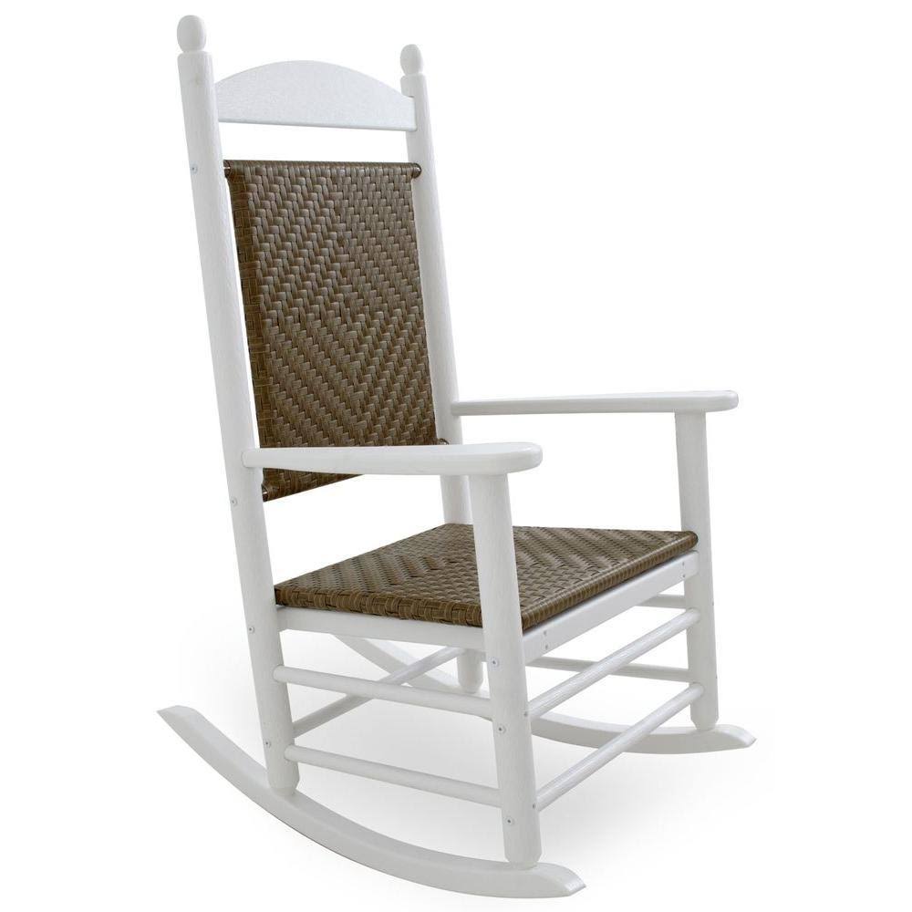 White/Tigerwood Woven Rocking Chair E598