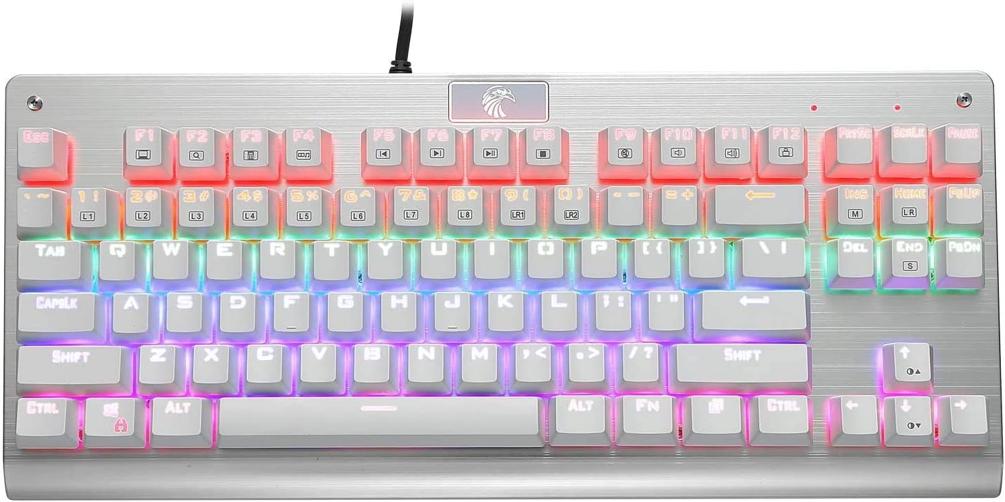 87-Key White Mechanical Keyboard with Red Switches V8179