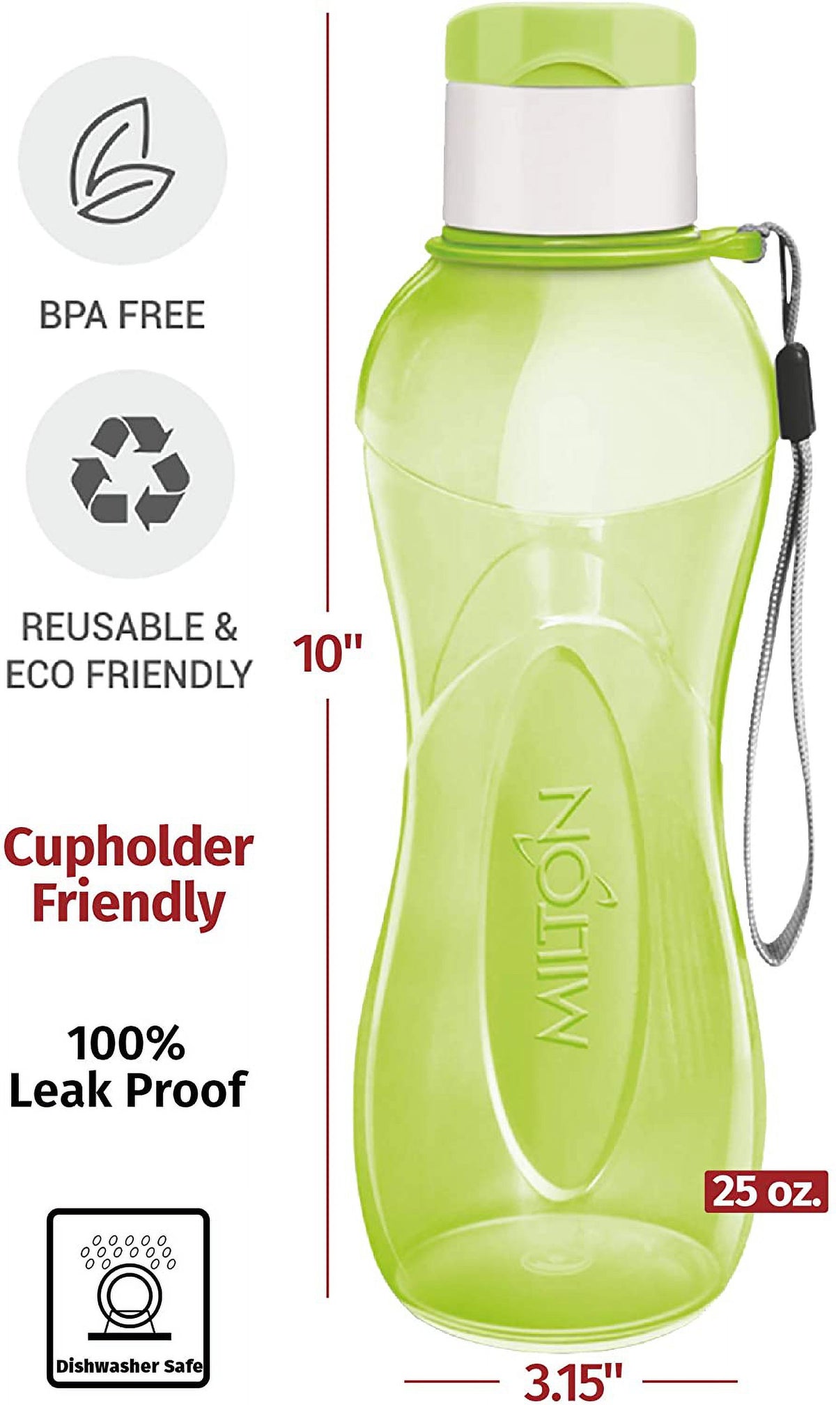 25 Oz 4-pack Plastic Wide Mouth Sports Water Bottle U45747