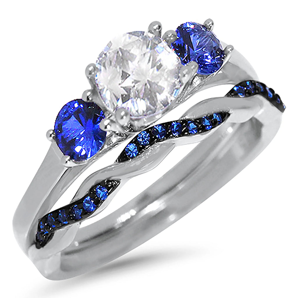Silver Wedding Ring Set T750462