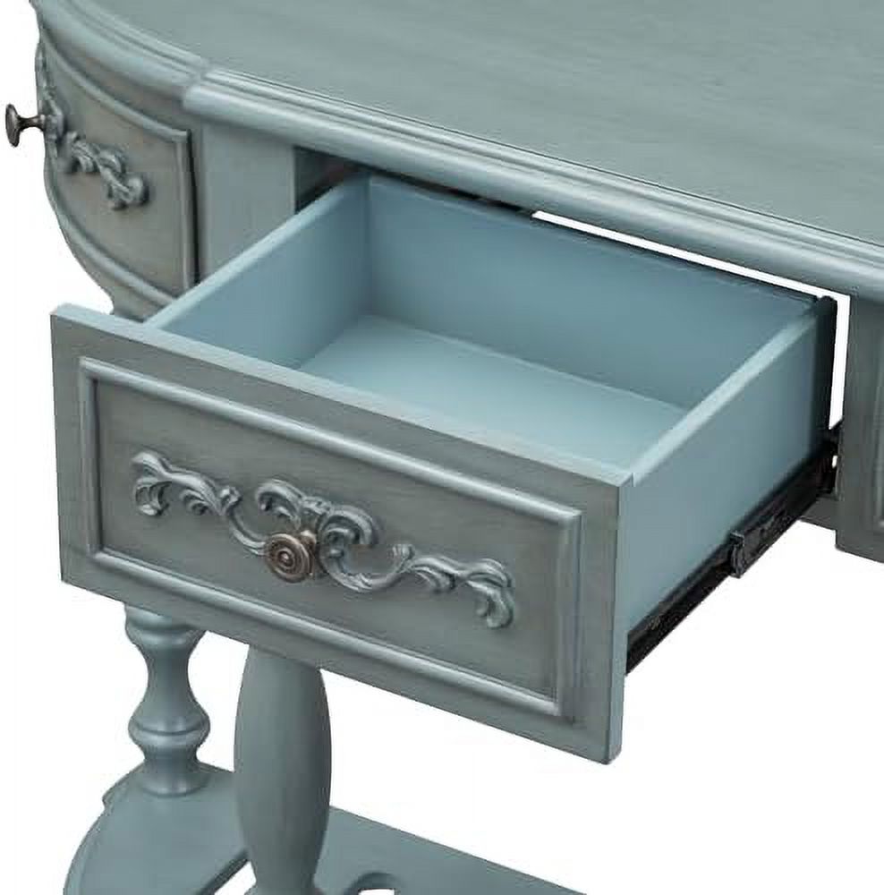 Espresso Curved Console Table with 2 Top Drawers and Solid Wooden Frame A9284