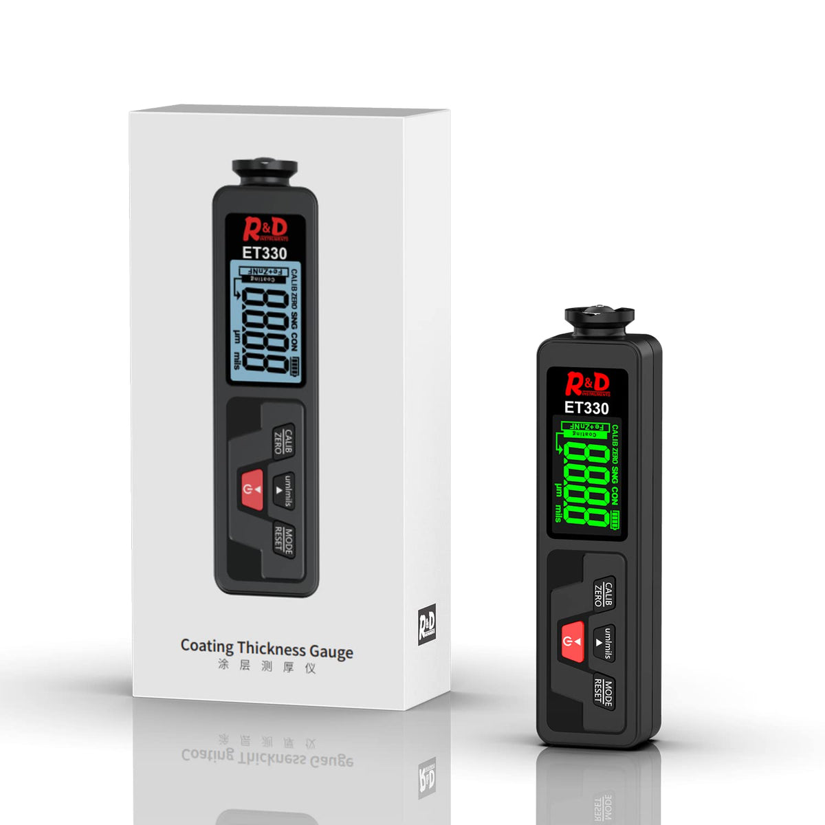ET-330 Digital Paint Thickness Gauge with LCD Back Light, 0-1500 um, Pack of 2 S5521