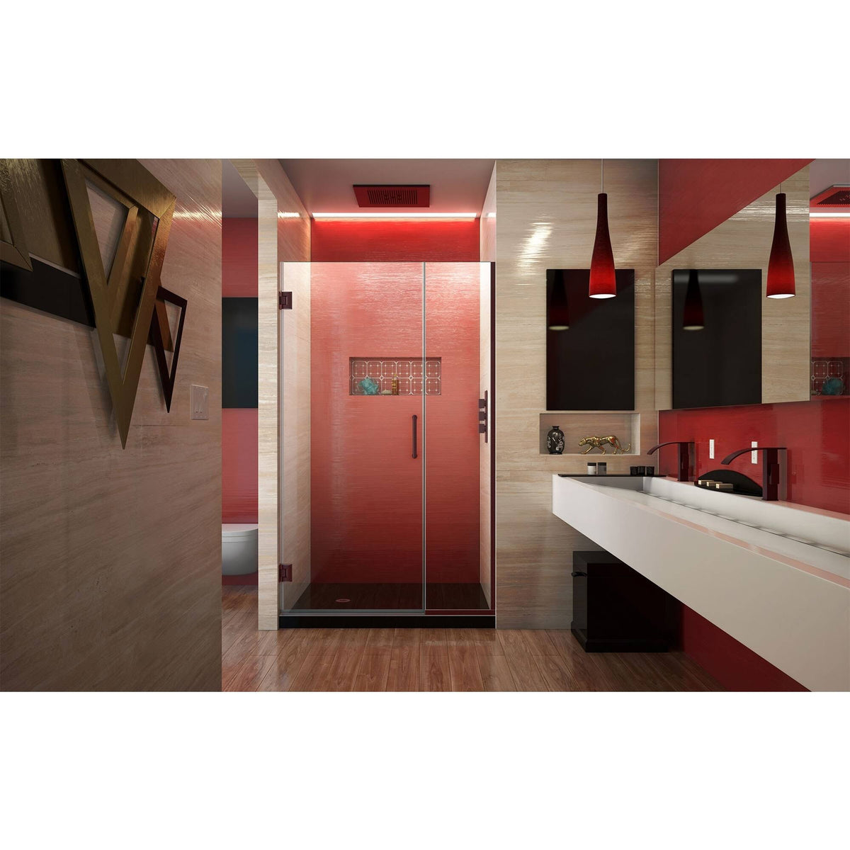 Hinged Shower Door, Oil Rubbed Bronze Finish Hardware H48848