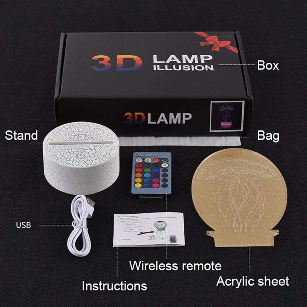 3D Illusion Night Light with Remote Control R854947