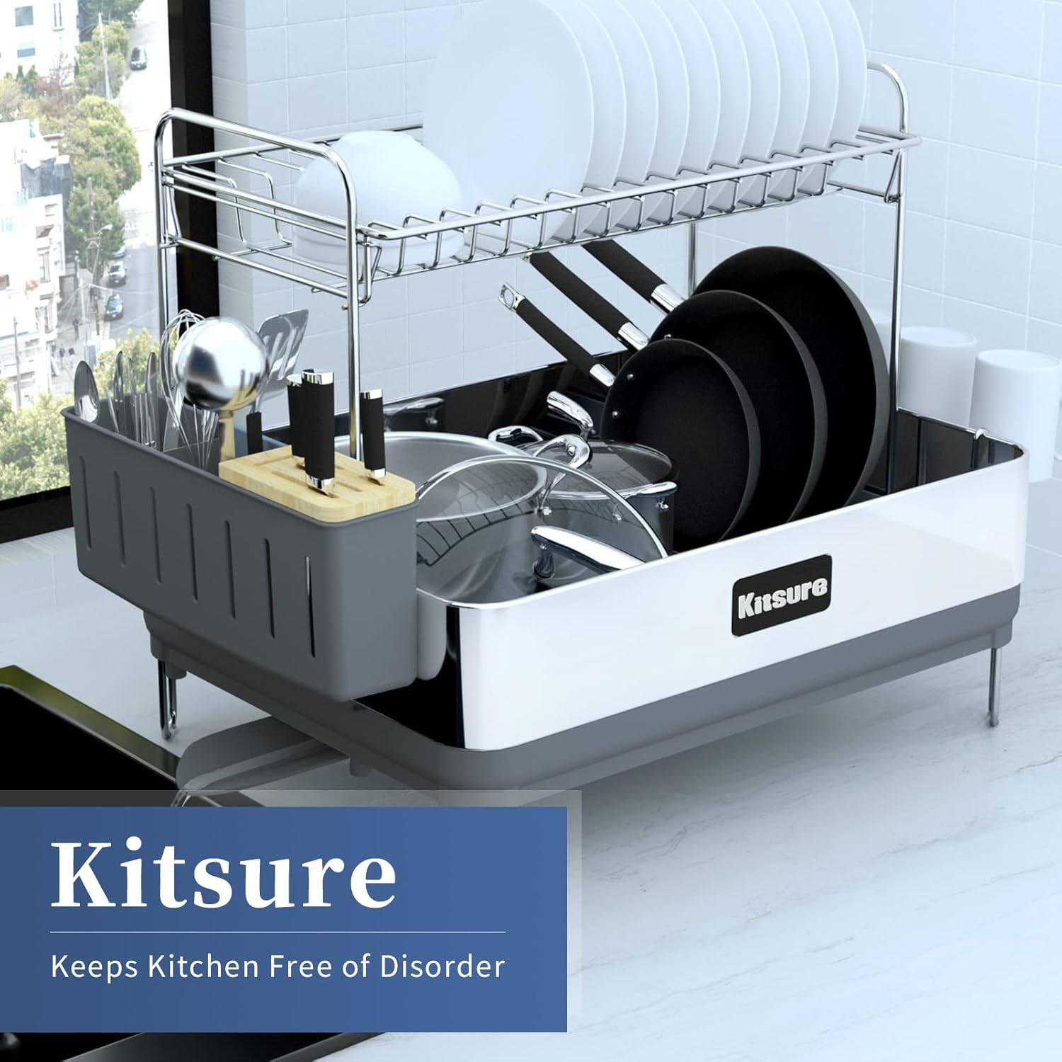 2-Tier Dish Drying Rack with Drainboard B323