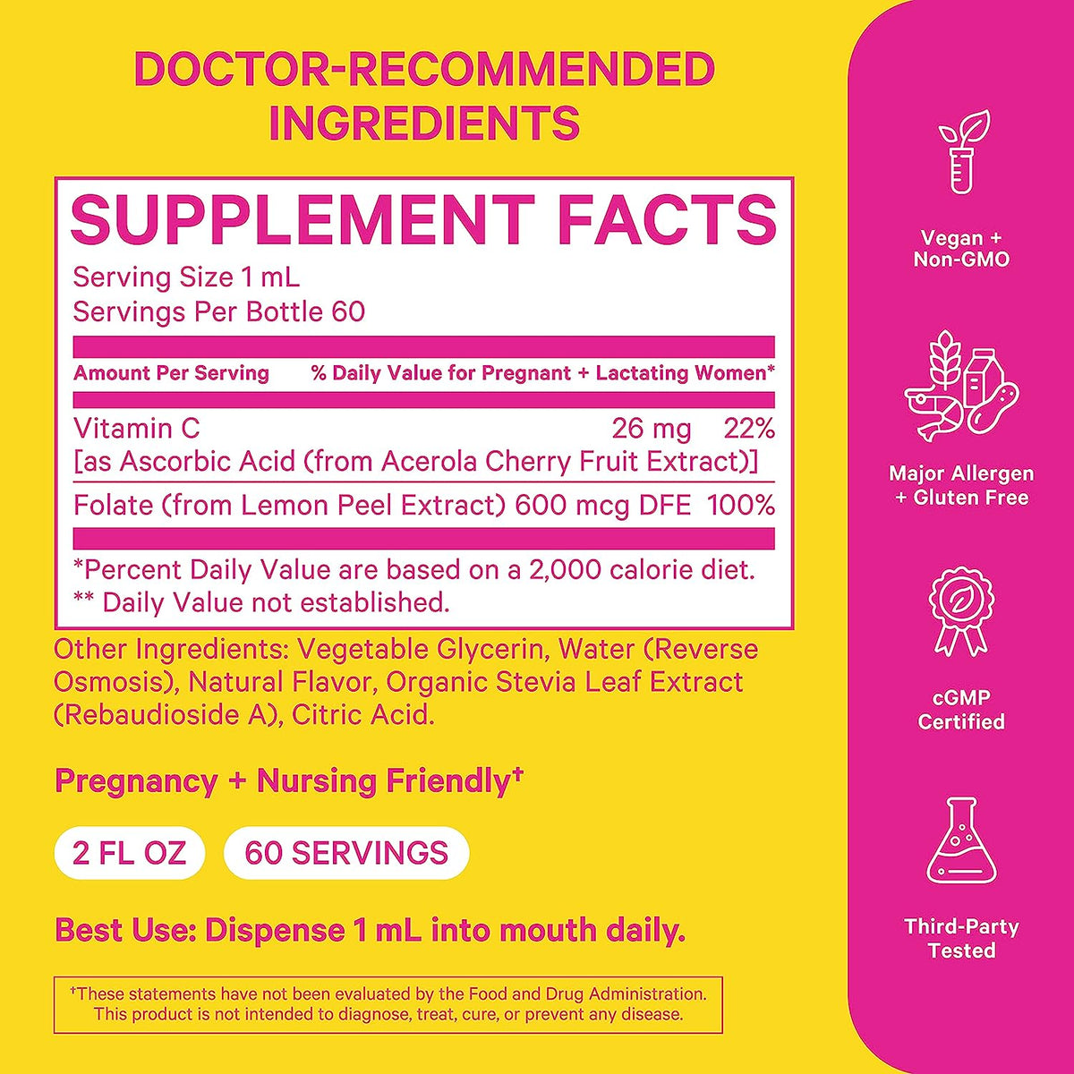 Liquid Folate Vitamin B9 with Vitamin C, 2 oz X501