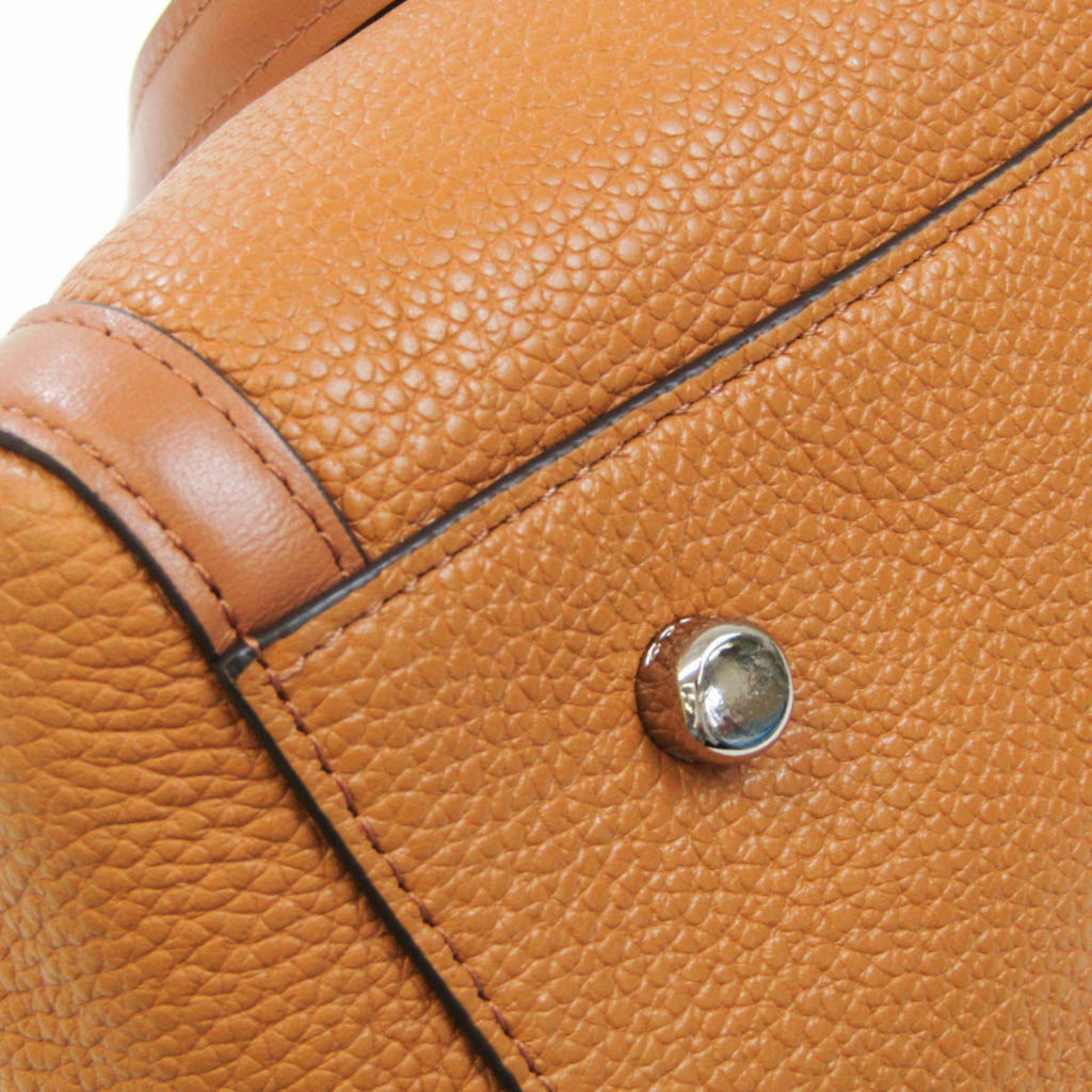 Leather Shoulder Bag Tote Bag Camel S3415