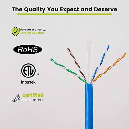 Cat6 Riser 500ft Blue 23AWG 4 Pair Solid Bare Copper UTP Bulk Ethernet Cable Y894092