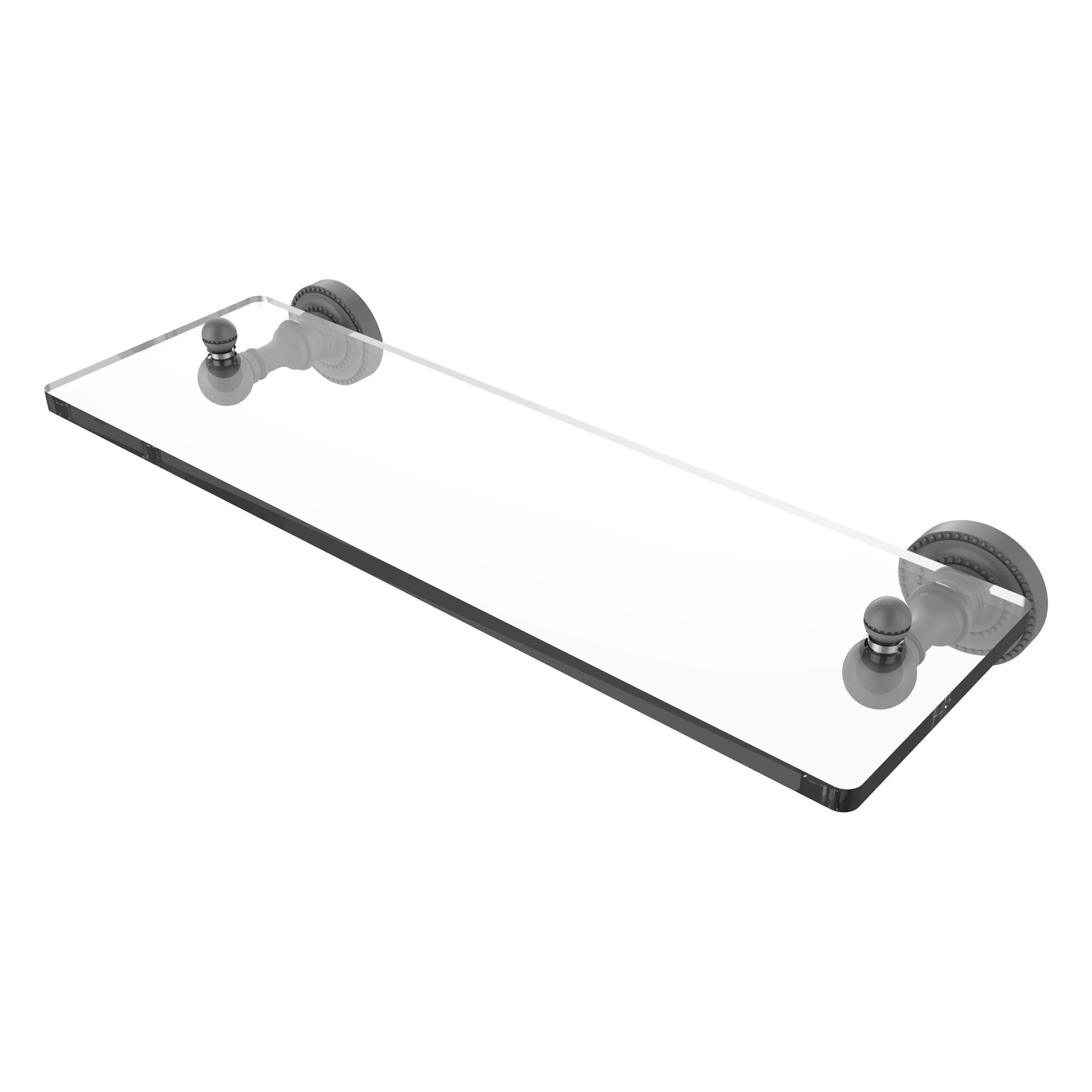 Matte Grey 1-Tier Glass Wall Mount Bathroom Shelf W30499