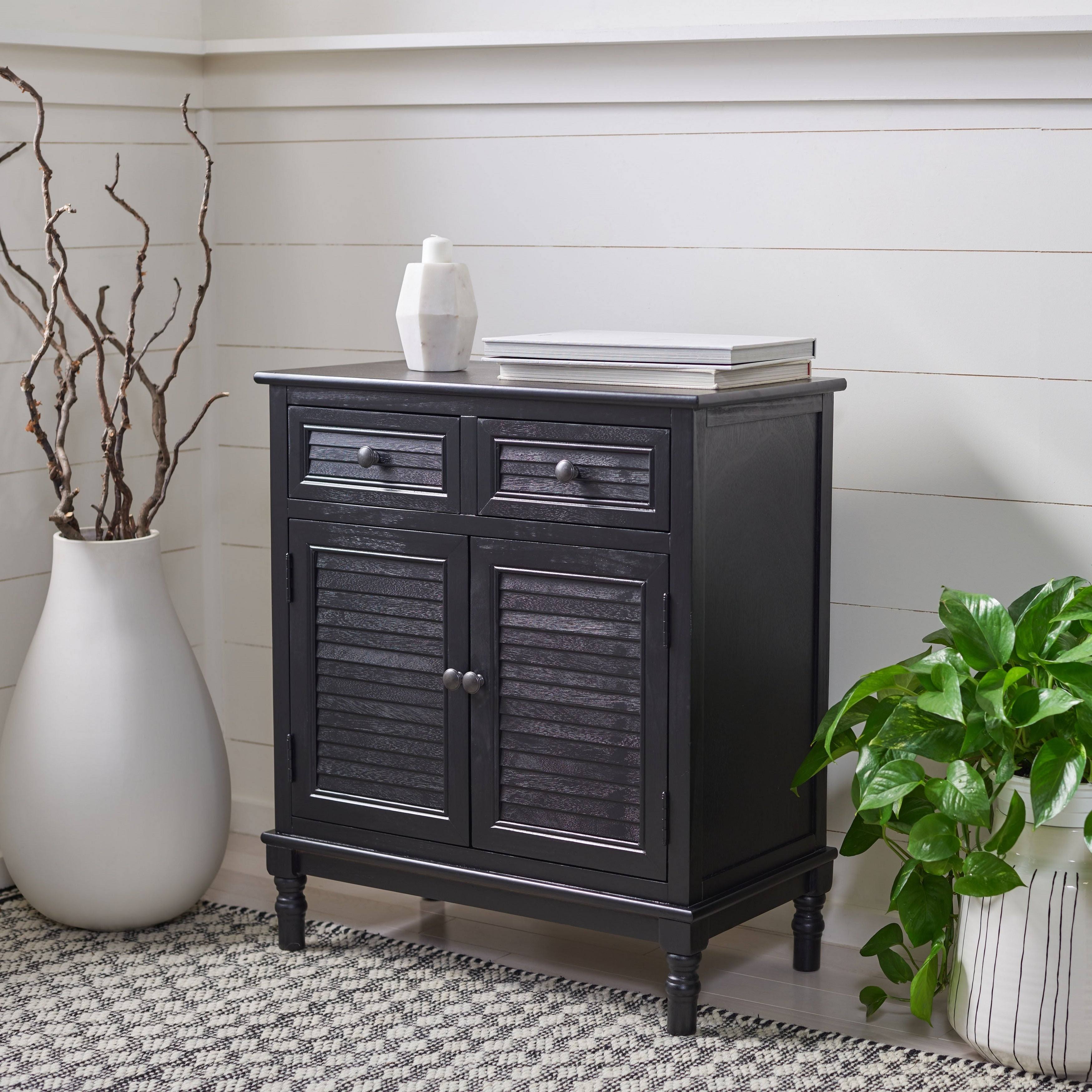 2 Drawer 2 Door Black Sideboard W575405