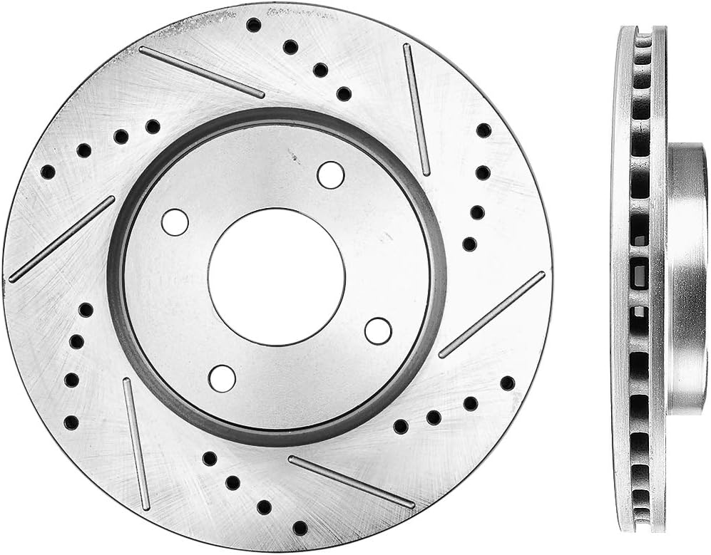 FRONT 280mm Drilled & Slotted 4 Lug Rotors P16935