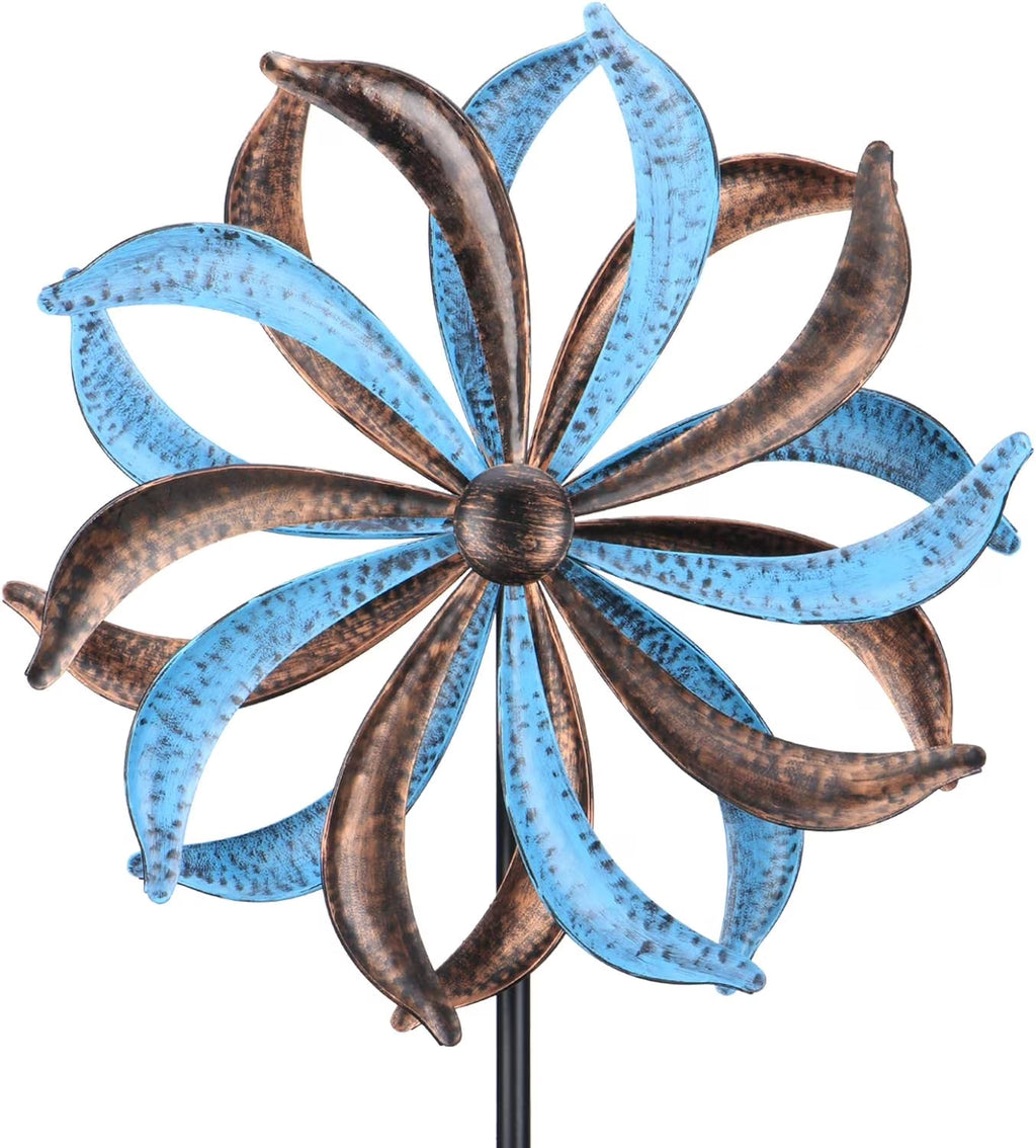 Blue Flower Metal Stake Wind Spinner K64342
