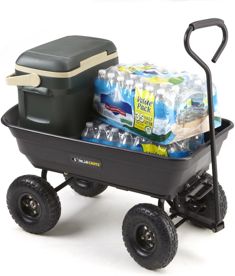 Poly Garden Dump Cart with Steel Frame and 10-Inch Pneumatic Tires U23273