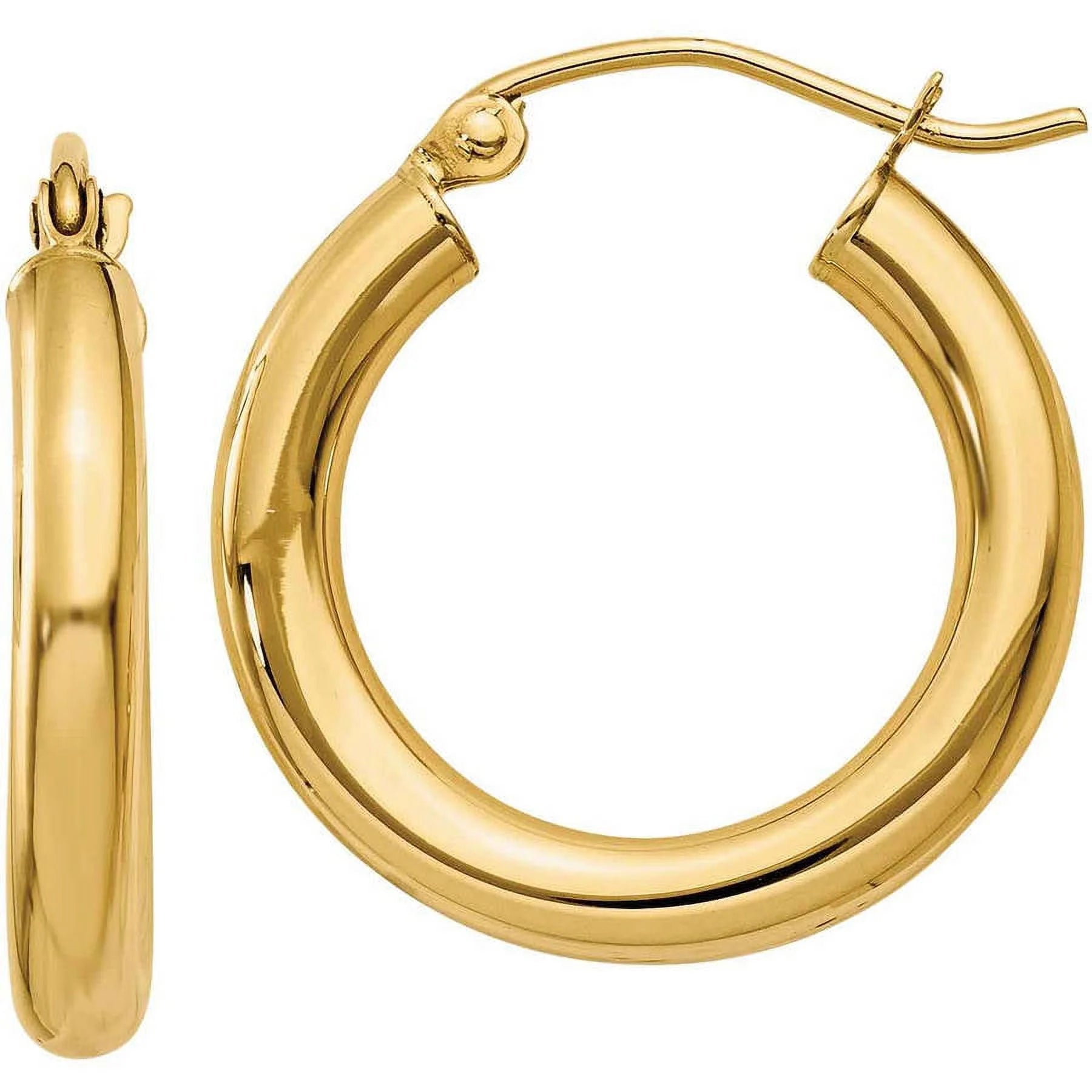 10 Karat Yellow Gold Tube Hoop Earrings C5425