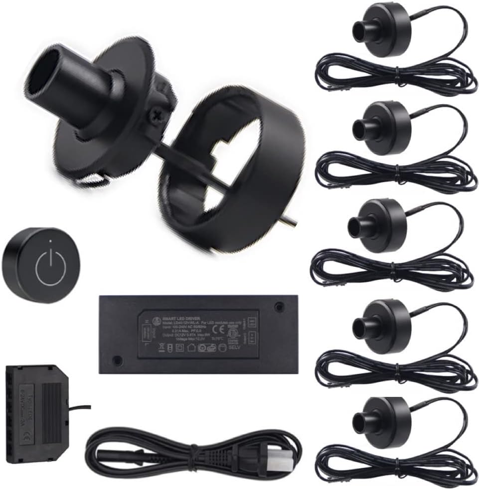 6 Pack White 4000K Under Cabinet Puck Light with Wireless Dimmer Switch D36807