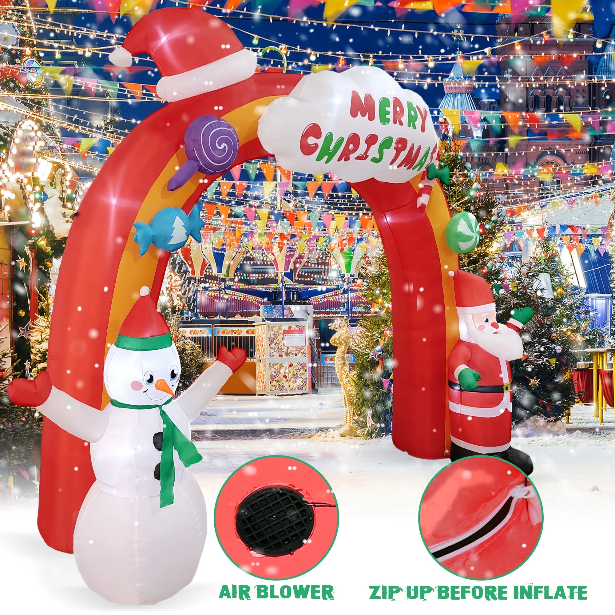 Christmas Inflatable Arch with Santa Claus And Snowman S349045