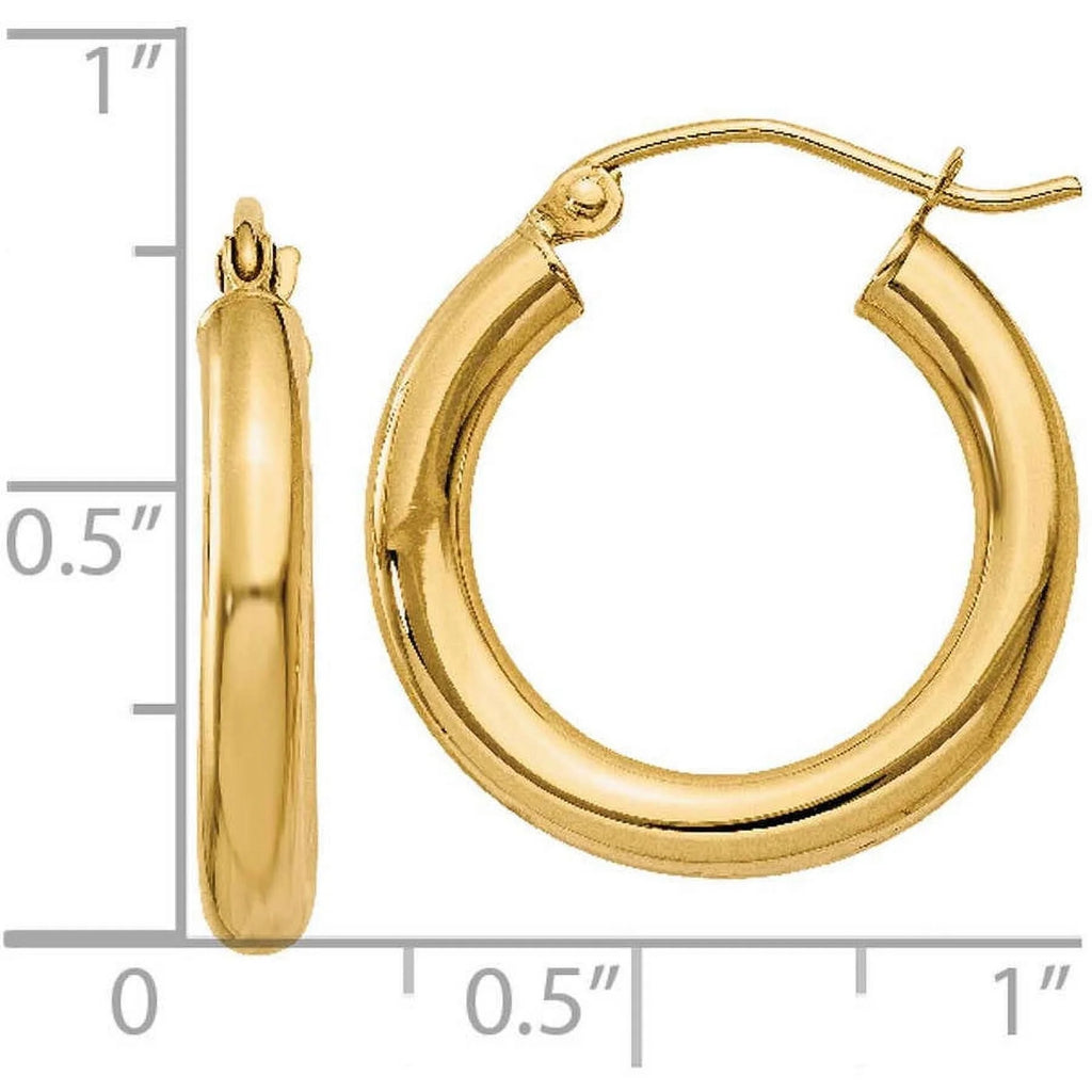 10 Karat Yellow Gold Tube Hoop Earrings C5425
