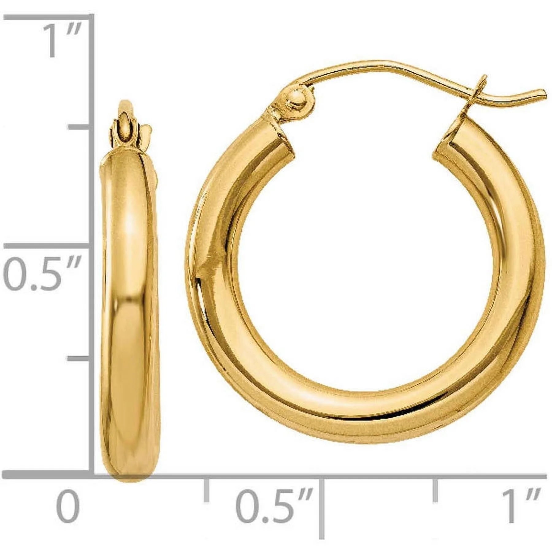 10 Karat Yellow Gold Tube Hoop Earrings C5425