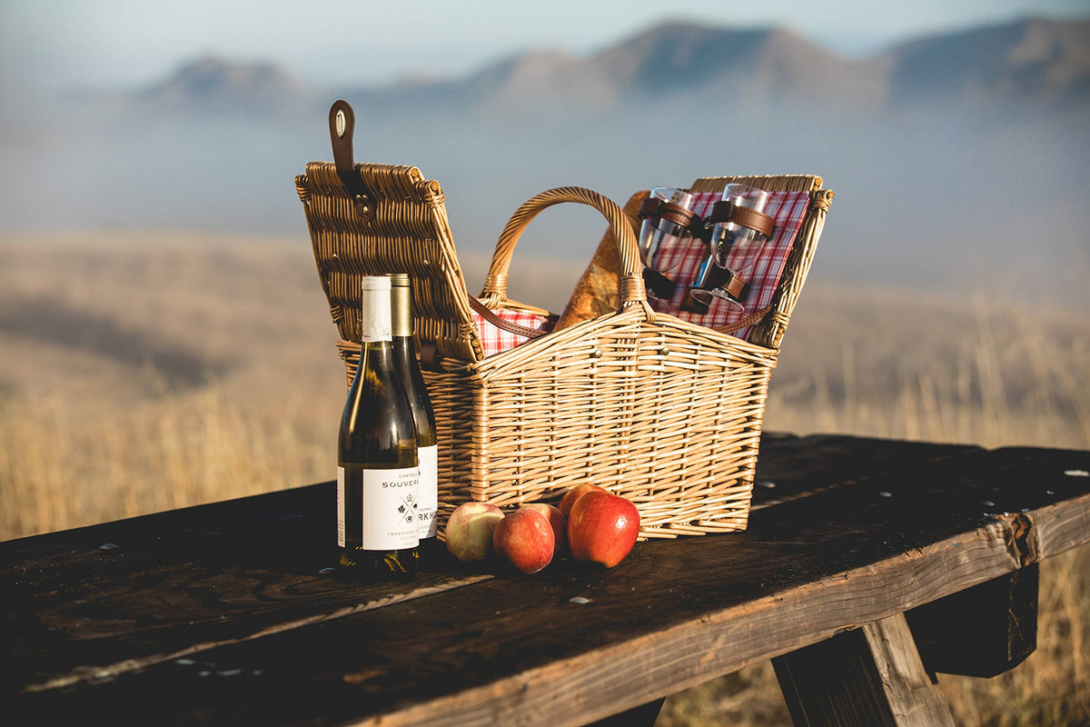 Red/White Plaid Willow Basket K403907