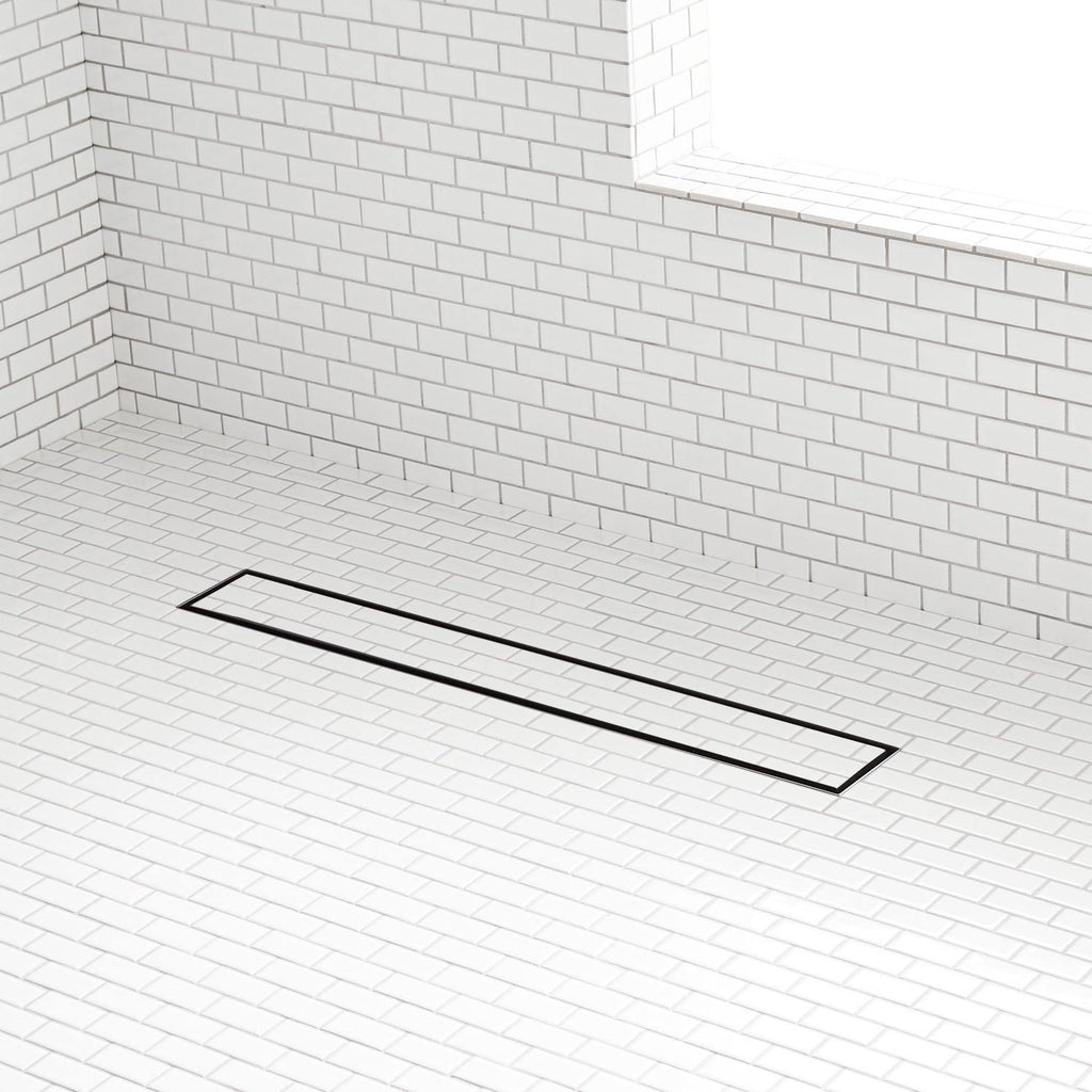 Brushed Stainless Steel Linear Shower Drain with Flange Z177648