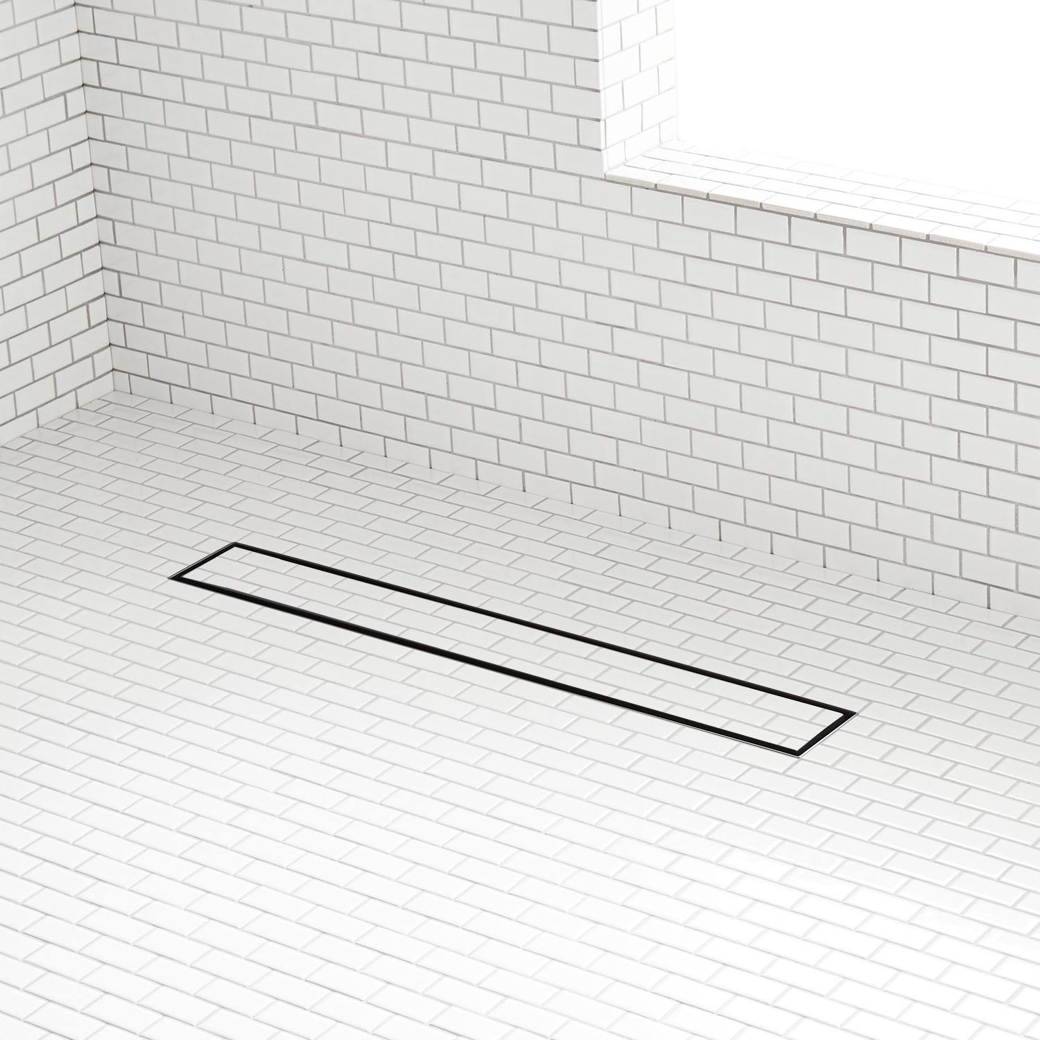 Brushed Stainless Steel Linear Shower Drain with Flange Z177648