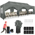 10'x30' Heavy Duty Pop Up Canopy Tent with 8 Removable Sidewalls, Grey K74495