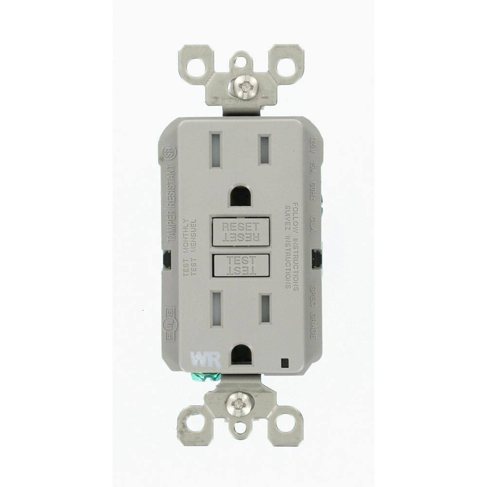 Gray 20-Pack Duplex Self-Test Tamper Resistant GFCI Outlet I92235