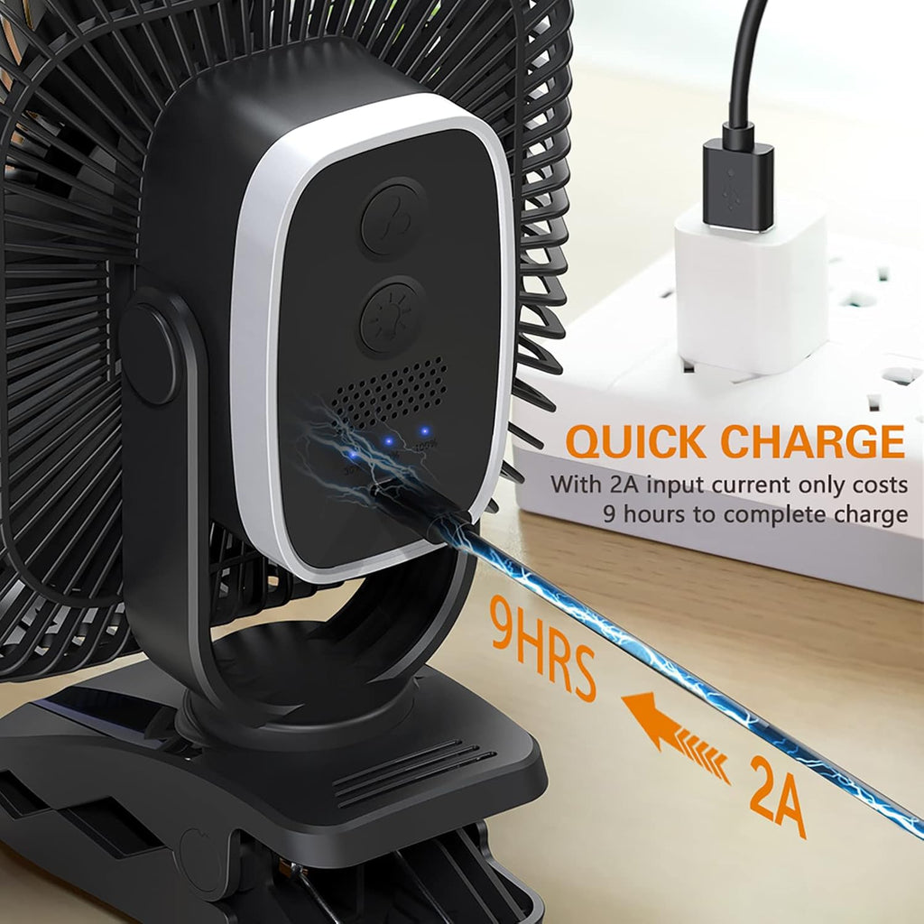 18000mAh Rechargeable 8-inch Clip on Fan with Light R287409