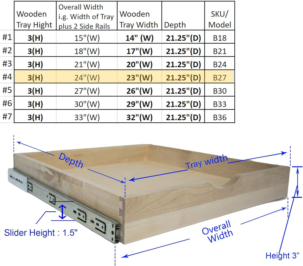 Slide Out Cabinet Shelf Pull-Out Wood Drawer Storage, Soft-Close, Pack of 2 M23716