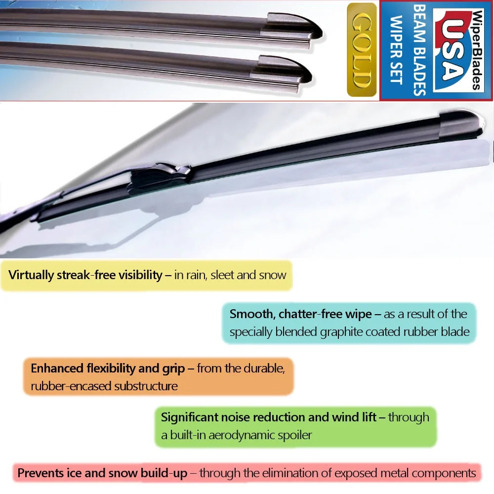 Set of 3 Beam Wiper Blades with Rear Wiper K76096