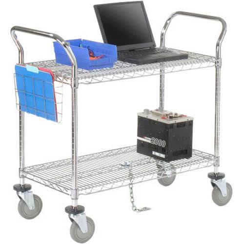 Chrome 2 Shelf Utility Cart with Polyurethane Casters M792