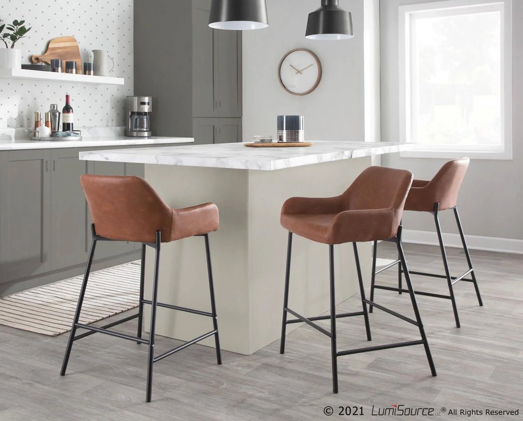 Camel/Black Counter Stools, Set Of 2 E385228