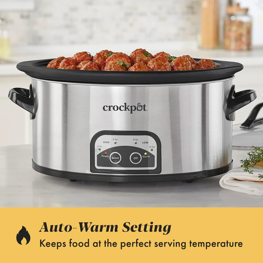 6 Quart Programmable Slow Cooker with Timer, Stainless Steel A4133