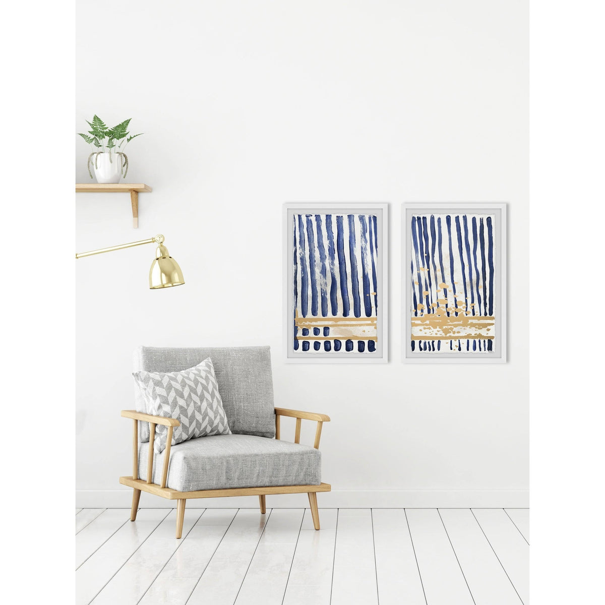 Blue Verticals Diptych, 18 inch x 24 inch D373363