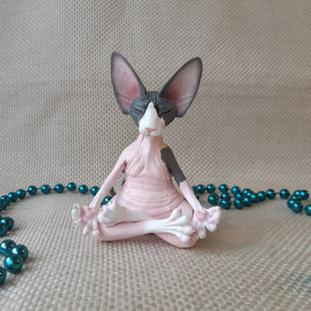 Sphynx Cat Meditate Collectible Figurines Miniature Handmade Z158