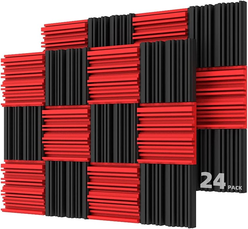 24 Pack Acoustic Foam Panels Black & Blue O27469