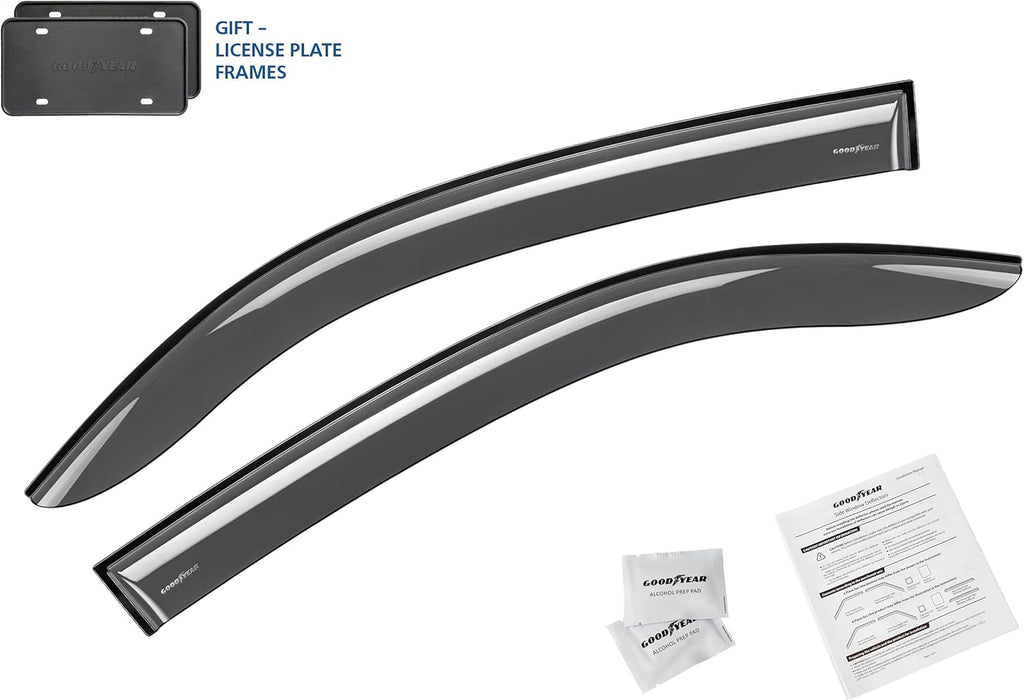 2 pcs Shatterproof Tape-on Window Deflectors for Toyota Tacoma 2016-2022 Access Cab V669