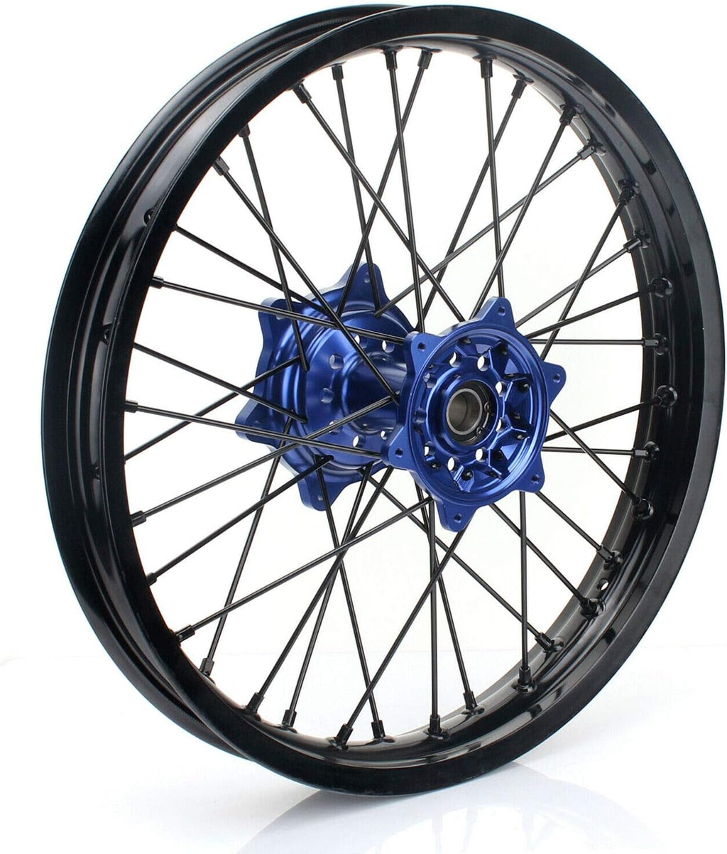 17" X 4.25" Supermoto Rear Complete Wheel Set Rim Spokes Blue Hub T47187