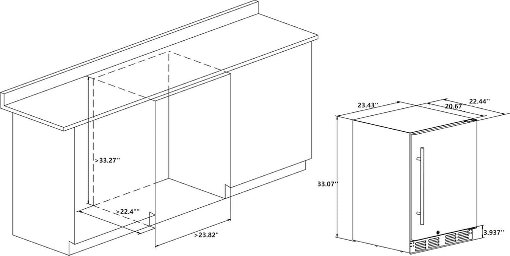 Stainless Steel Beverage Refrigerator, Under Counter 24 inch, 154 Cans D75560
